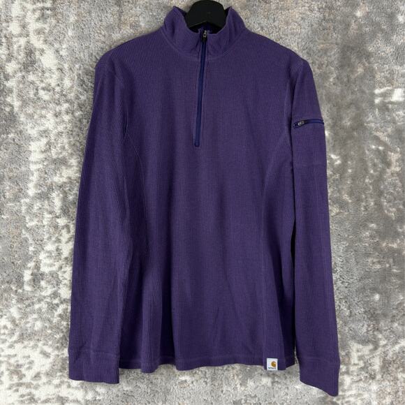 Carhartt Womens Size XL 16-18 Mock Neck 1/4 Zip Sweater Purple Long Sleeve - Picture 1 of 9